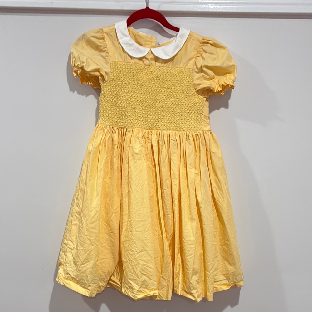 Janie and Jack. Classic Yellow Peter Pan Collar Smocked Kids Dress